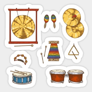 Percussion Musical Instruments. Sticker Pack Sticker